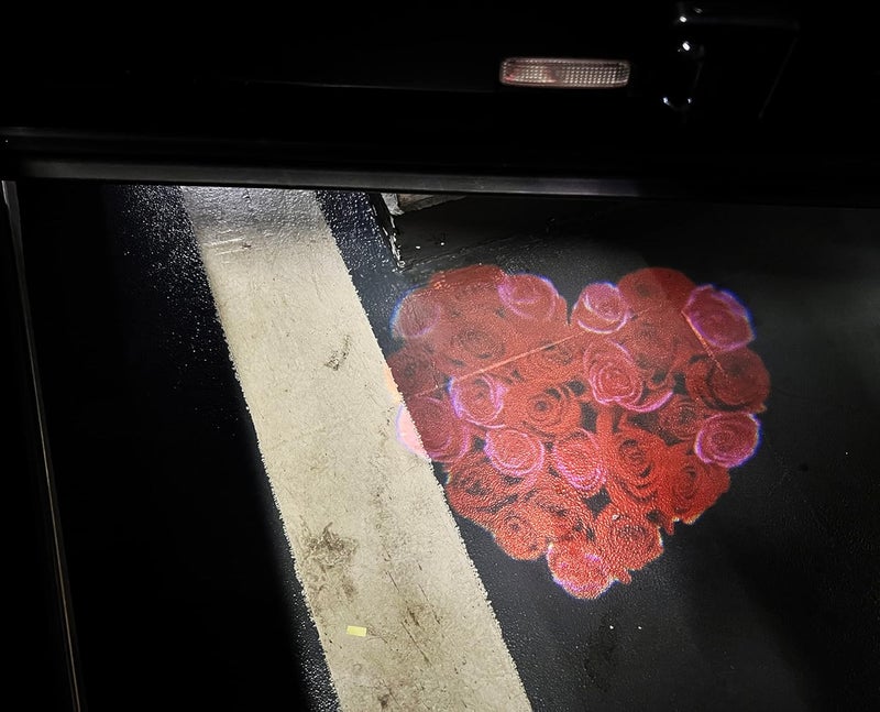 NewL 2 Pcs Led Car Door Welcome Light Flower Heart Shaped Roses Logo Symbol Projector Lights Ghost Shadow Light - Image 5